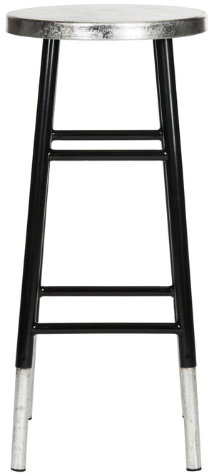 Safavieh Kenzie 30''H Contemporary Bar Stool With Metallic Accents For Modern Home Bars And Kitchens Black/Silver FOX3212A