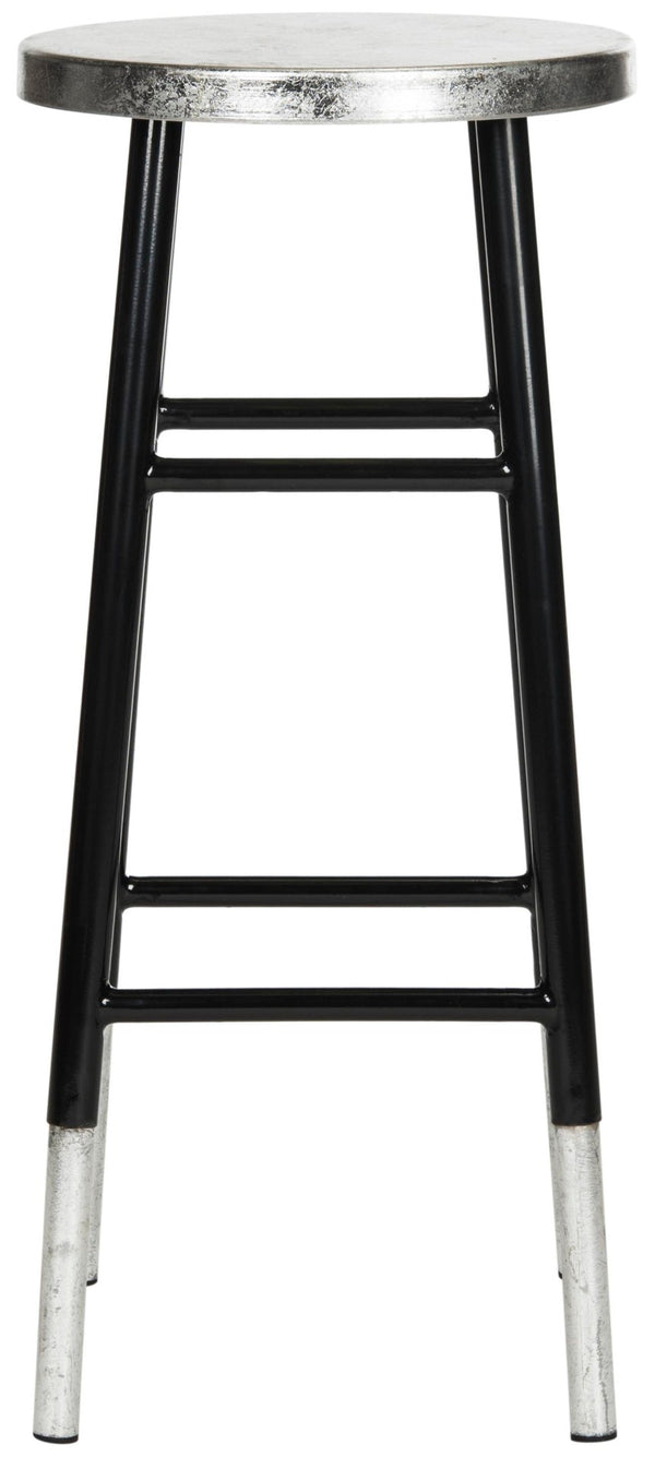 Safavieh Kenzie 30''H Contemporary Bar Stool With Metallic Accents For Modern Home Bars And Kitchens Black/Silver FOX3212A