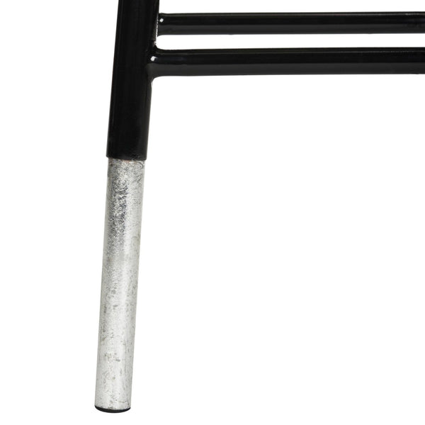 Safavieh Kenzie 30''H Contemporary Bar Stool With Metallic Accents For Modern Home Bars And Kitchens Black/Silver FOX3212A