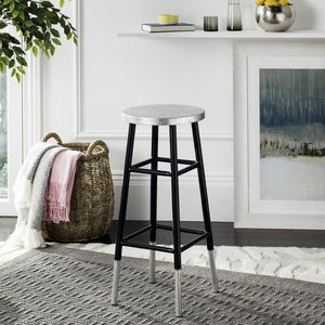 Safavieh Kenzie 30''H Contemporary Bar Stool With Metallic Accents For Modern Home Bars And Kitchens Black/Silver FOX3212A