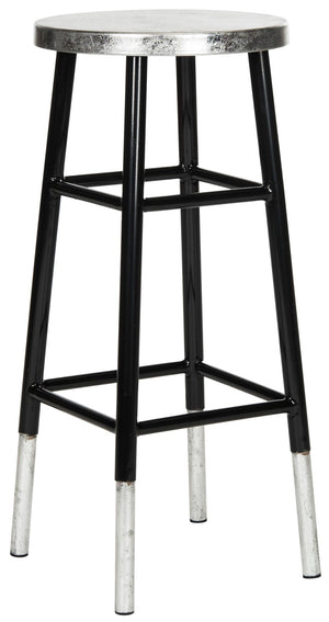 Safavieh Kenzie 30''H Contemporary Bar Stool With Metallic Accents For Modern Home Bars And Kitchens Black/Silver FOX3212A