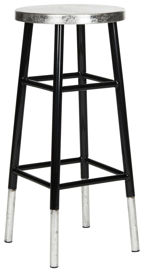 Safavieh Kenzie 30''H Contemporary Bar Stool With Metallic Accents For Modern Home Bars And Kitchens Black/Silver FOX3212A