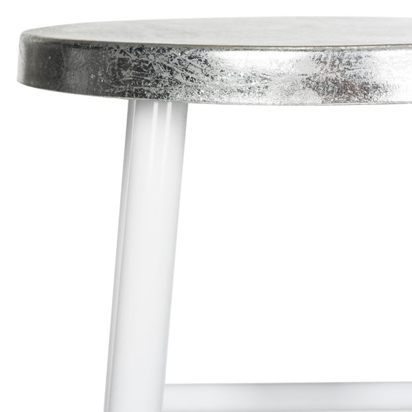Safavieh Kenzie 30''H Contemporary Bar Stool With Metallic Accents For Modern Home Bars And Kitchens White/Silver FOX3212B