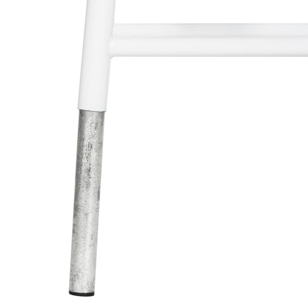 Safavieh Kenzie 30''H Contemporary Bar Stool With Metallic Accents For Modern Home Bars And Kitchens White/Silver FOX3212B