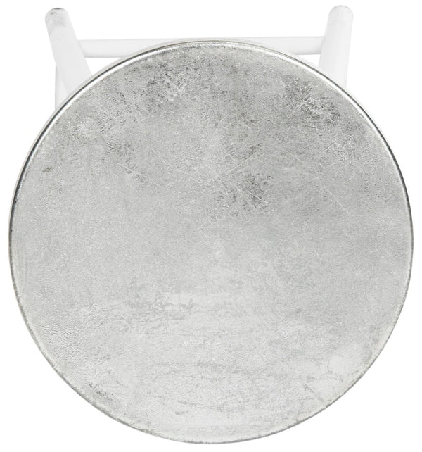 Safavieh Kenzie 30''H Contemporary Bar Stool With Metallic Accents For Modern Home Bars And Kitchens White/Silver FOX3212B
