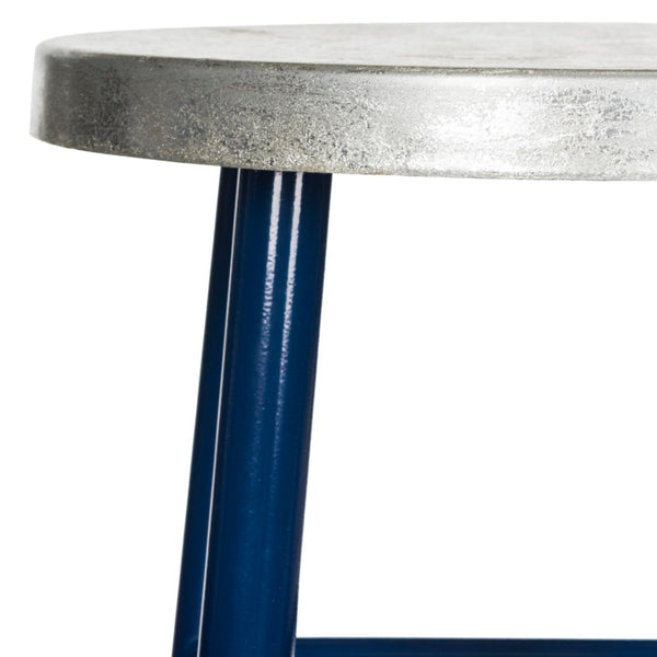 Safavieh Kenzie 30''H Contemporary Bar Stool With Metallic Accents For Modern Home Bars And Kitchens Navy/Silver FOX3212C