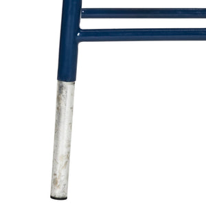 Safavieh Kenzie 30''H Contemporary Bar Stool With Metallic Accents For Modern Home Bars And Kitchens Navy/Silver FOX3212C