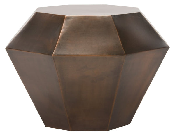 Safavieh Grace Diamond Accent Table - Antique Copper Finish, Sculptural Design For Modern Living Spaces FOX3219A