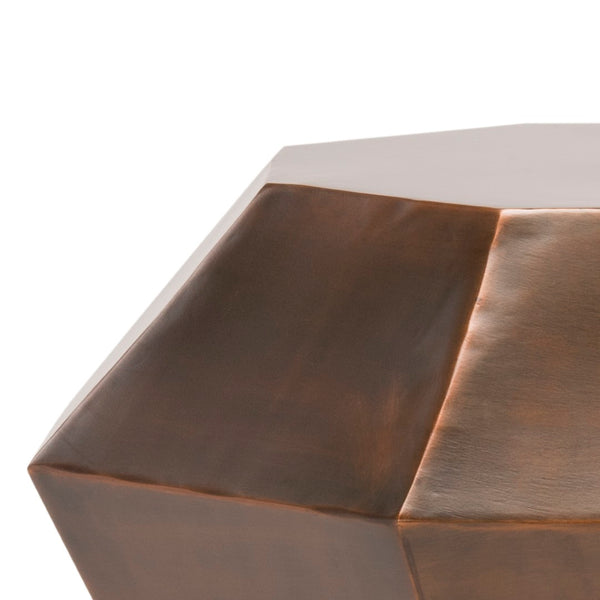 Safavieh Grace Diamond Accent Table - Antique Copper Finish, Sculptural Design For Modern Living Spaces FOX3219A