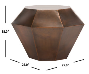 Safavieh Grace Diamond Accent Table - Antique Copper Finish, Sculptural Design For Modern Living Spaces FOX3219A