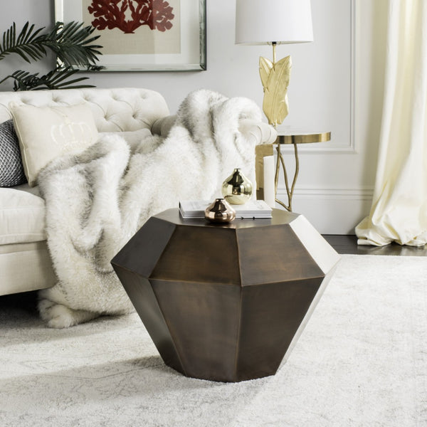 Safavieh Grace Diamond Accent Table - Antique Copper Finish, Sculptural Design For Modern Living Spaces FOX3219A