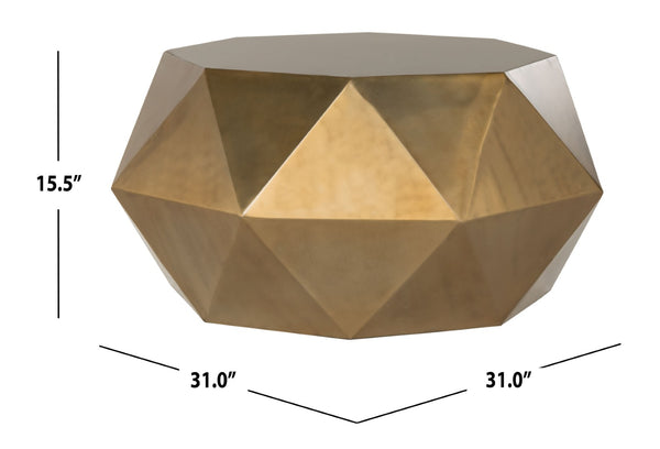 Safavieh Astrid Faceted Coffee Table – Modern Geometric Design In Artful Iron For Stylish Living Spaces Brushed Brass FOX3223A