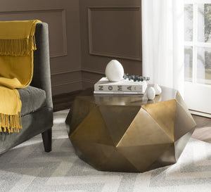 Safavieh Astrid Faceted Coffee Table – Modern Geometric Design In Artful Iron For Stylish Living Spaces Brushed Brass FOX3223A