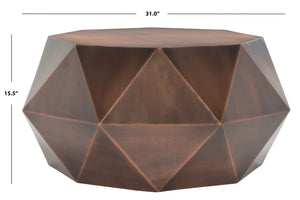 Safavieh Astrid Faceted Coffee Table – Modern Geometric Design In Artful Iron For Stylish Living Spaces Copper FOX3223B