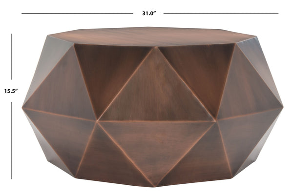Safavieh Astrid Faceted Coffee Table – Modern Geometric Design In Artful Iron For Stylish Living Spaces Copper FOX3223B