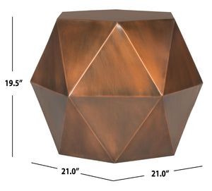 Safavieh Astrid Faceted Side Table - Sculptural Copper Accent For Modern Living Spaces & Stylish Décor FOX3224A