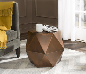 Safavieh Astrid Faceted Side Table - Sculptural Copper Accent For Modern Living Spaces & Stylish Décor FOX3224A