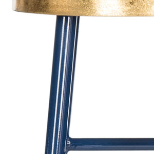 Safavieh Emery Elegant Bar Stool With Gold Leaf Trim For Stylish Kitchen And Home Bar Seating Solutions Navy/Gold FOX3230A