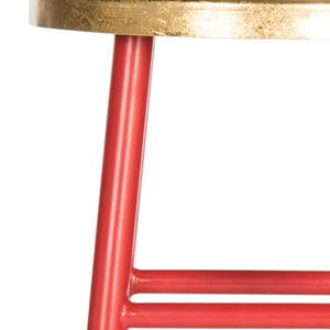 Safavieh Emery Elegant Bar Stool With Gold Leaf Trim For Stylish Kitchen And Home Bar Seating Solutions Red/Gold FOX3230B