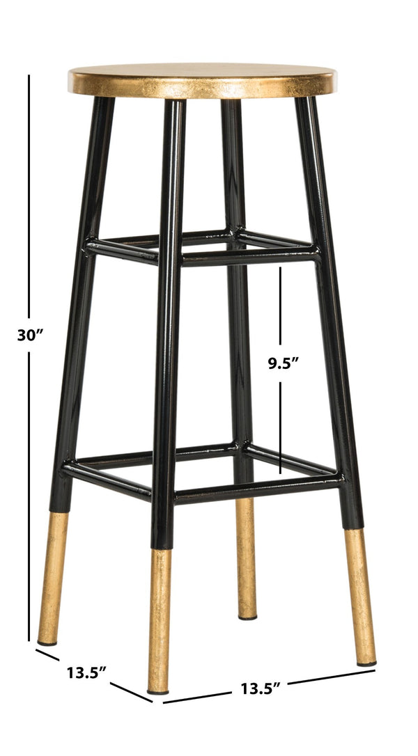 Safavieh Emery Elegant Bar Stool With Gold Leaf Trim For Stylish Kitchen And Home Bar Seating Solutions Black/Gold FOX3230C
