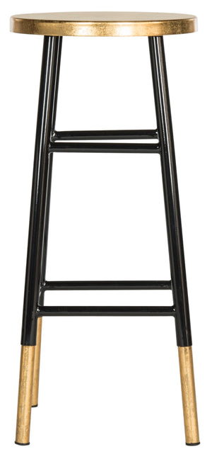 Safavieh Emery Elegant Bar Stool With Gold Leaf Trim For Stylish Kitchen And Home Bar Seating Solutions Black/Gold FOX3230C