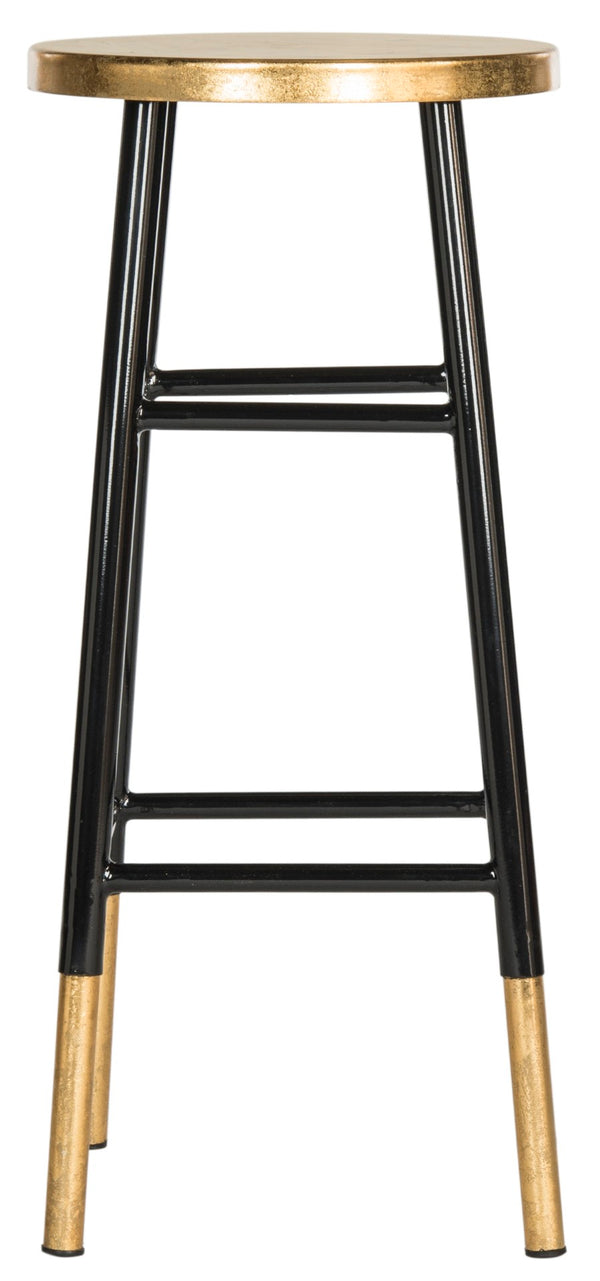 Safavieh Emery Elegant Bar Stool With Gold Leaf Trim For Stylish Kitchen And Home Bar Seating Solutions Black/Gold FOX3230C
