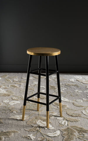 Safavieh Emery Elegant Bar Stool With Gold Leaf Trim For Stylish Kitchen And Home Bar Seating Solutions Black/Gold FOX3230C