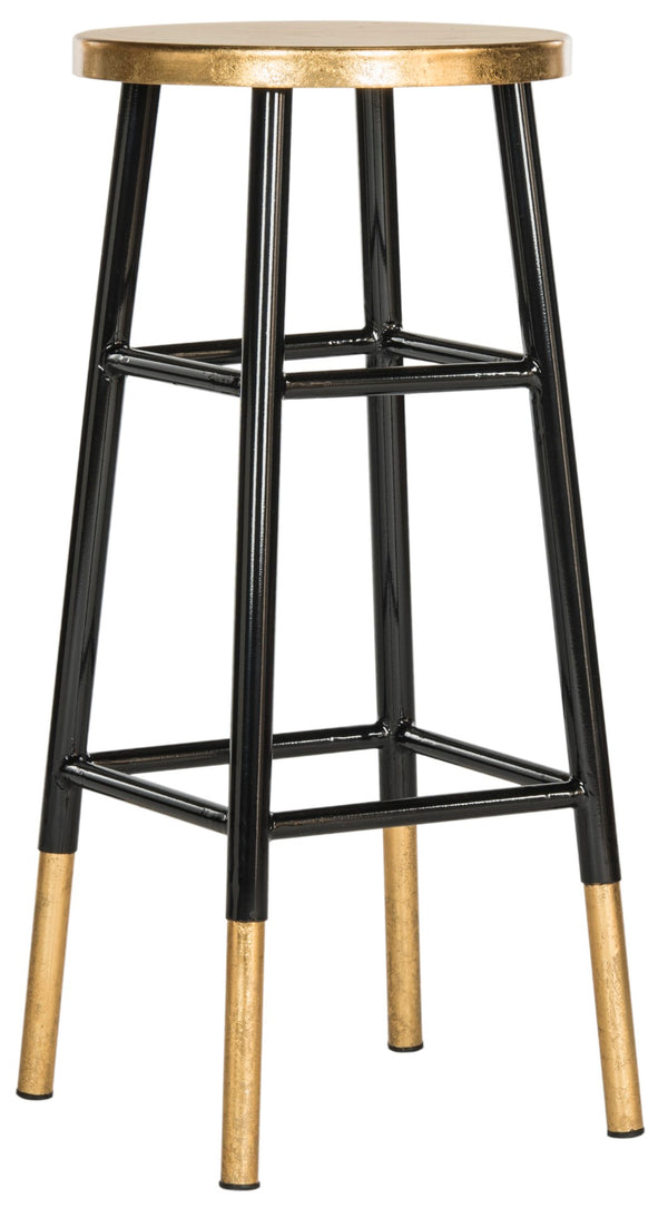Safavieh Emery Elegant Bar Stool With Gold Leaf Trim For Stylish Kitchen And Home Bar Seating Solutions Black/Gold FOX3230C