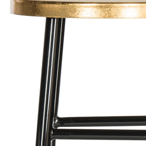 Safavieh Emery Elegant Bar Stool With Gold Leaf Trim For Stylish Kitchen And Home Bar Seating Solutions Black/Gold FOX3230C
