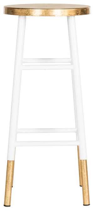 Safavieh Emery Elegant Bar Stool With Gold Leaf Trim For Stylish Kitchen And Home Bar Seating Solutions White/Gold FOX3230D