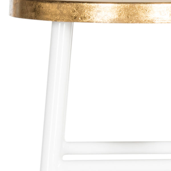 Safavieh Emery Elegant Bar Stool With Gold Leaf Trim For Stylish Kitchen And Home Bar Seating Solutions White/Gold FOX3230D