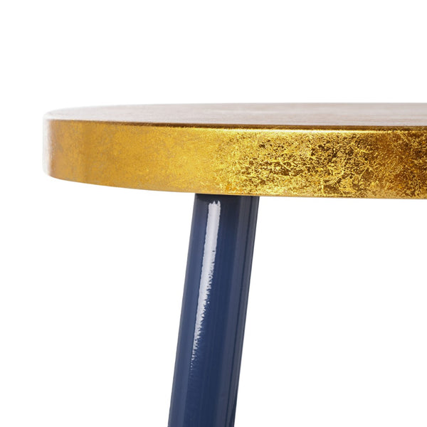 Safavieh Emery Elegant Gold Leaf Counter Stool With Navy Lacquer Finish For Stylish Home Bars & Kitchens Navy/Gold FOX3231A