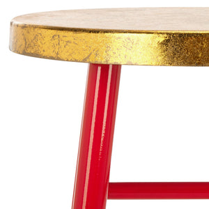 Safavieh Emery Elegant Gold Leaf Counter Stool With Navy Lacquer Finish For Stylish Home Bars & Kitchens Red/Gold FOX3231B