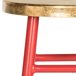 Safavieh Emery Elegant Gold Leaf Counter Stool With Navy Lacquer Finish For Stylish Home Bars & Kitchens Red/Gold FOX3231B