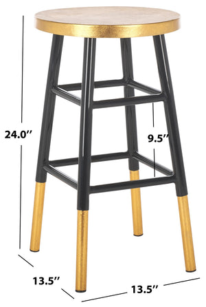 Safavieh Emery Elegant Gold Leaf Counter Stool With Navy Lacquer Finish For Stylish Home Bars & Kitchens Black/Gold FOX3231C