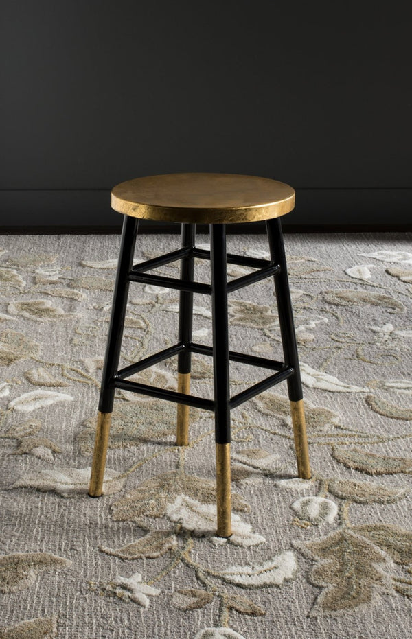 Safavieh Emery Elegant Gold Leaf Counter Stool With Navy Lacquer Finish For Stylish Home Bars & Kitchens Black/Gold FOX3231C