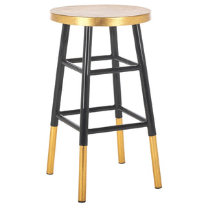 Safavieh Emery Elegant Gold Leaf Counter Stool With Navy Lacquer Finish For Stylish Home Bars & Kitchens Black/Gold FOX3231C