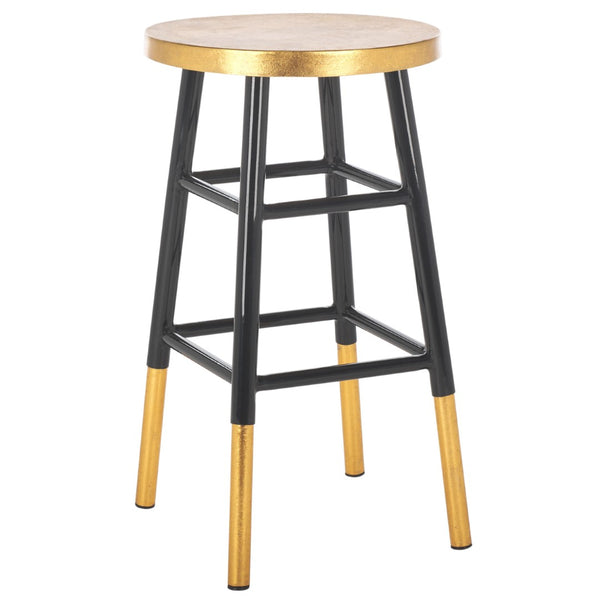 Safavieh Emery Elegant Gold Leaf Counter Stool With Navy Lacquer Finish For Stylish Home Bars & Kitchens Black/Gold FOX3231C