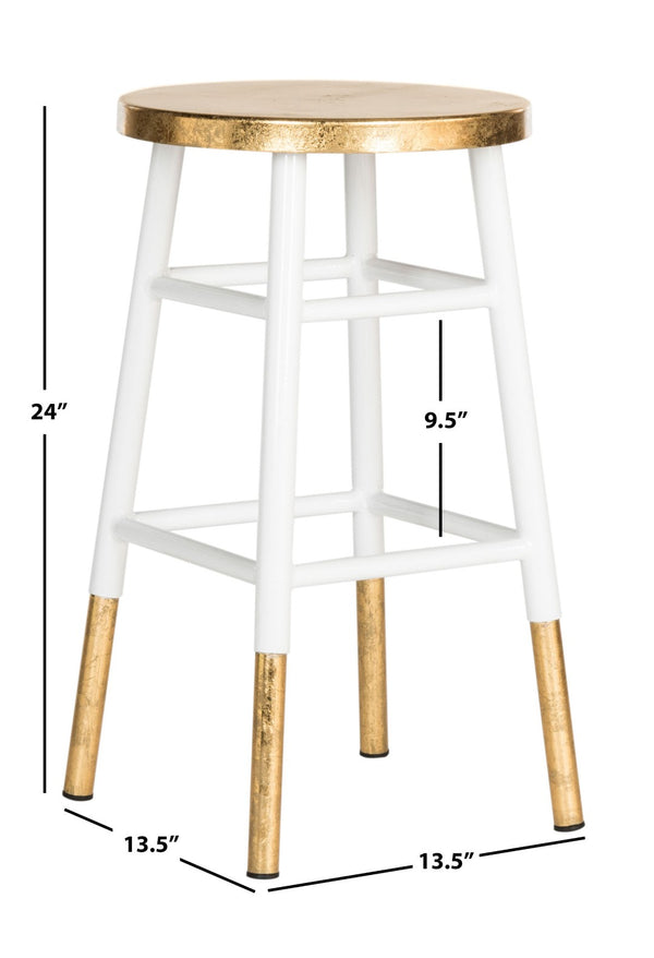 Safavieh Emery Elegant Gold Leaf Counter Stool With Navy Lacquer Finish For Stylish Home Bars & Kitchens White/Gold FOX3231D