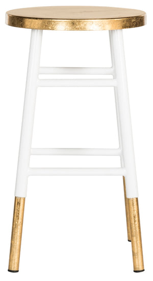Safavieh Emery Elegant Gold Leaf Counter Stool With Navy Lacquer Finish For Stylish Home Bars & Kitchens White/Gold FOX3231D