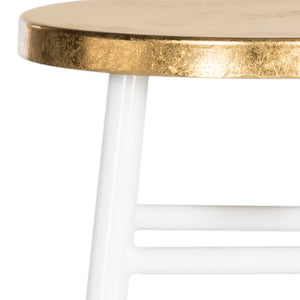 Safavieh Emery Elegant Gold Leaf Counter Stool With Navy Lacquer Finish For Stylish Home Bars & Kitchens White/Gold FOX3231D