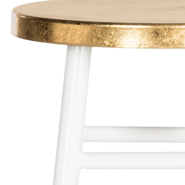 Safavieh Emery Elegant Gold Leaf Counter Stool With Navy Lacquer Finish For Stylish Home Bars & Kitchens White/Gold FOX3231D