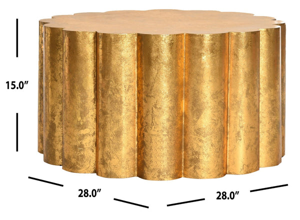 Safavieh Miriam Coffee Table: Luxurious Gold Foil Finish Blends Classic Architecture With 1970S Italian Glamour FOX3233A