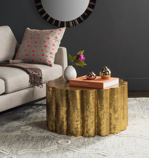 Safavieh Miriam Coffee Table: Luxurious Gold Foil Finish Blends Classic Architecture With 1970S Italian Glamour FOX3233A