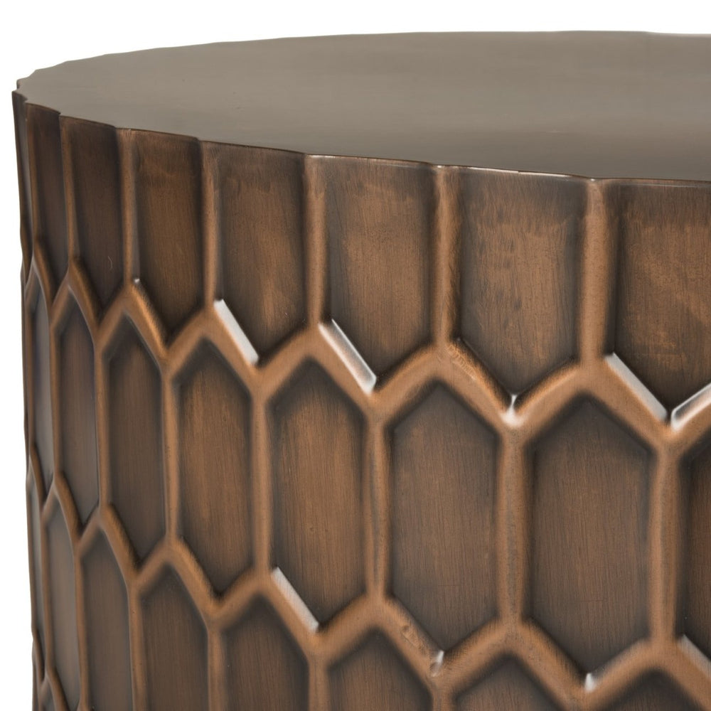 Safavieh Corey Vintage-Inspired Coffee Table In Antique Copper Finish With Modern Honeycomb Design & Style FOX3237A
