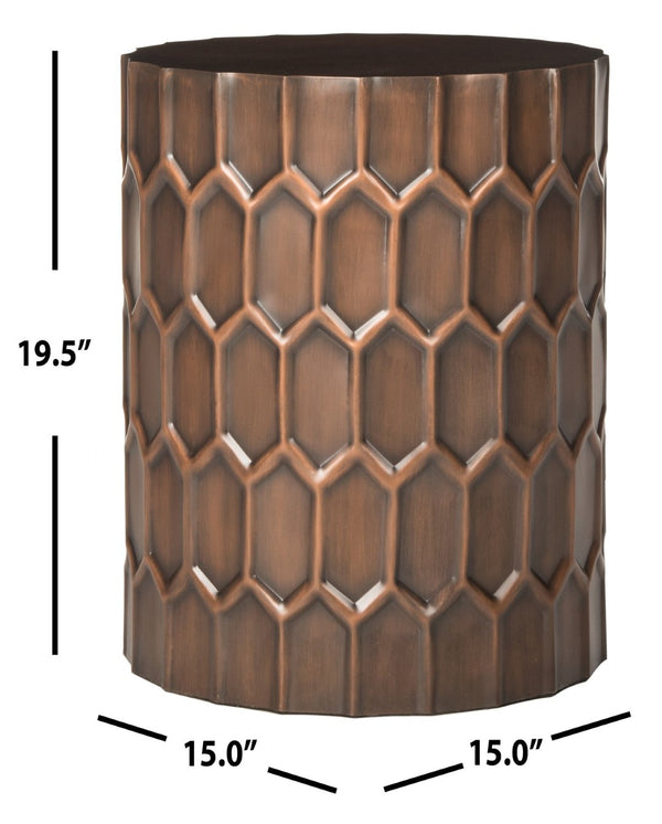 Safavieh Corey Accent Table - Sculptural Honeycomb Design In Antique Copper For Elegant Living Spaces FOX3238A