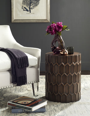 Safavieh Corey Accent Table - Sculptural Honeycomb Design In Antique Copper For Elegant Living Spaces FOX3238A
