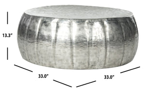Safavieh Dara Coffee Table: Sculptural Silver Aluminum Centerpiece For Modern Living Spaces & Unique Style FOX3239A