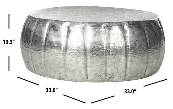 Safavieh Dara Coffee Table: Sculptural Silver Aluminum Centerpiece For Modern Living Spaces & Unique Style FOX3239A