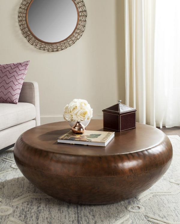 Safavieh Patience Coffee Table - Antique Copper Sculptural Design Inspired By Historic Instruments For Your Home FOX3240A